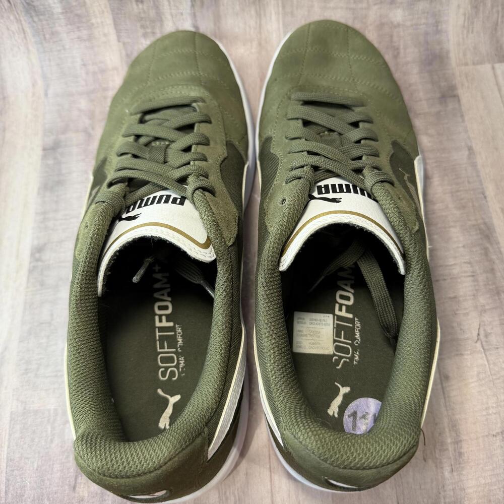Puma Astro Kick Mens Sz 11.5 Suede Low Top Forrest Night Olive Green/White Shoes - Picture 6 of 12